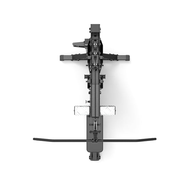 Overhead view of a Free standing cable tower with lat pull and low row in black SMAI brand