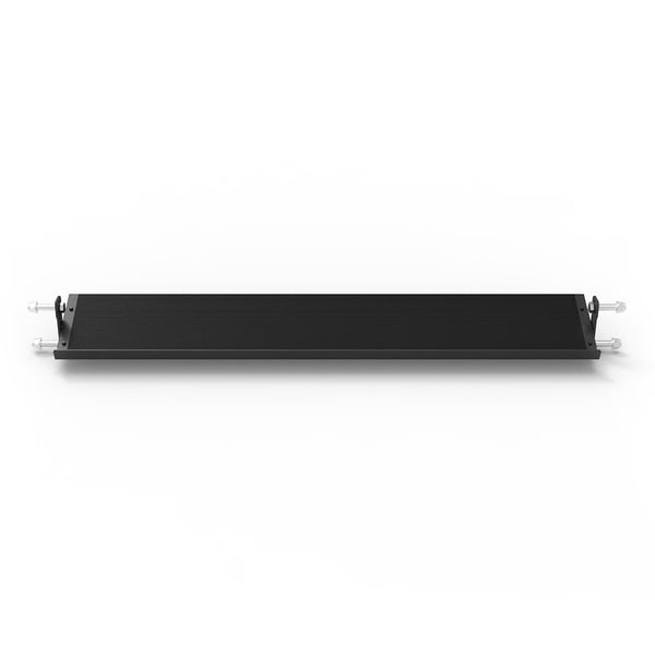 A black, rectangular SMAI Dumbbell Shelf from the Vanta Series with metallic connectors on both ends, shown against a white background.