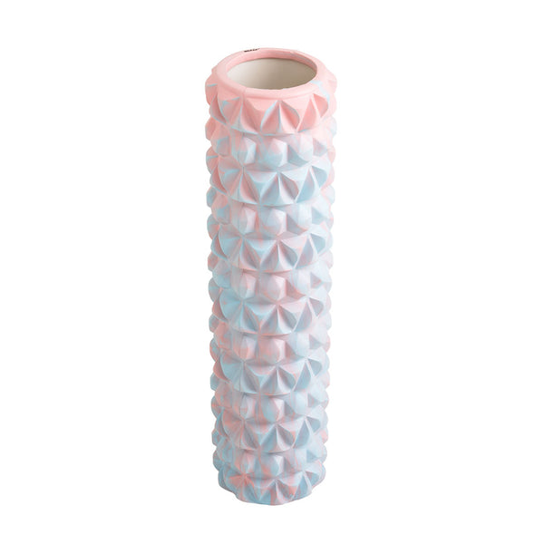 The SMAI Foam Roller - Trigger Point is a pastel pink and blue, textured foam roller ideal for muscle recovery, massage, Pilates, and physical therapy routines.