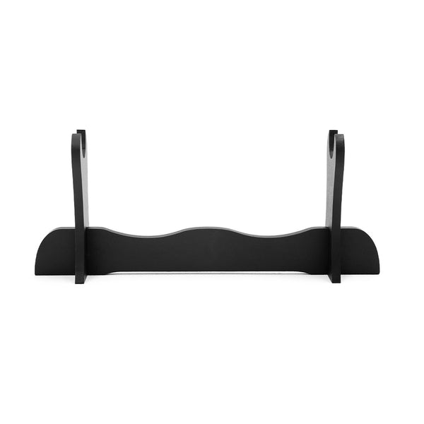 The SMAI Single Sword Display Stand features a black finish, two side supports, and a wavy horizontal bar. It is wall mounted and shown front-facing against a white background.