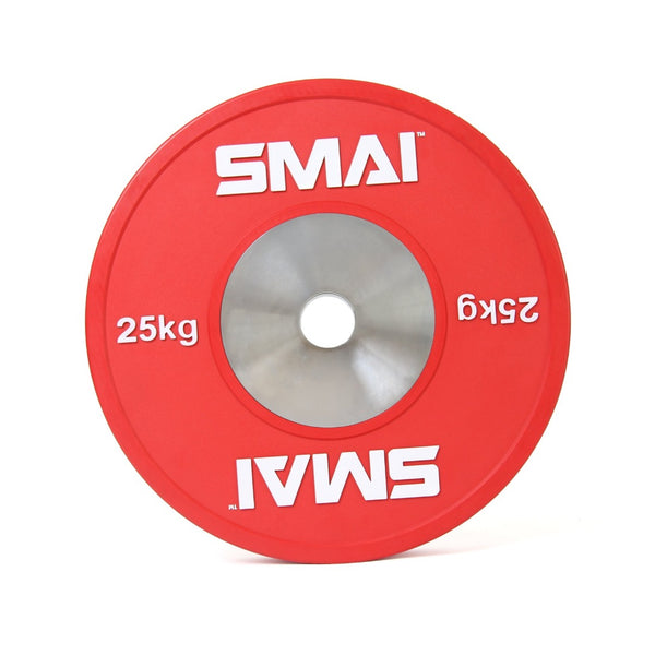 25kg Competition Bumper Plates Weightlifting Olympic Red Single front SMAI