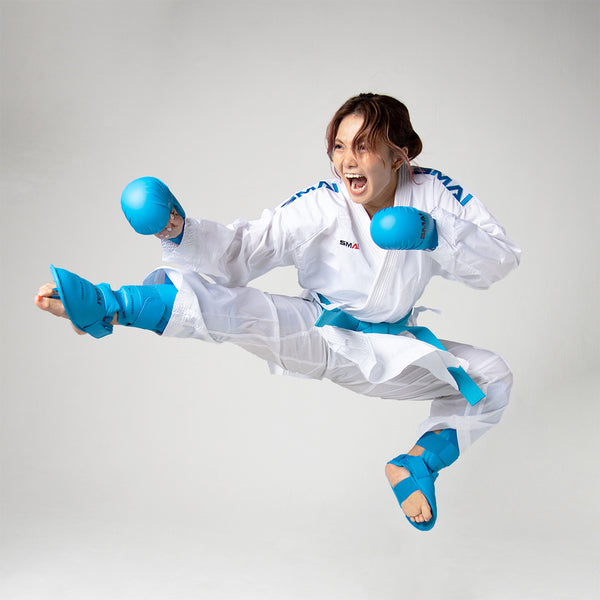 Junna Tsukii wearing SMAI WKF Karate Uniform - 6oz Premium Kumite Gi - Inazuma 2