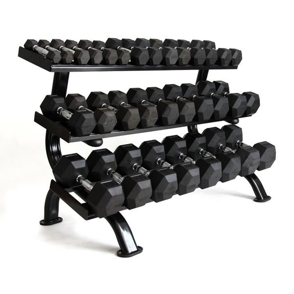 SMAI Black Dumbbell 3 Tier Rack with Dumbbells (Full)