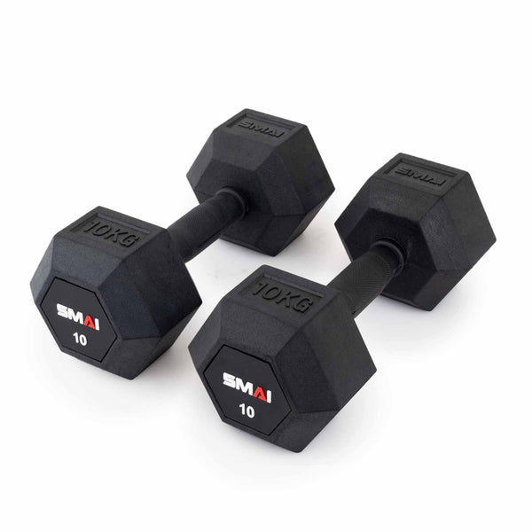 Rubber Hex Dumbbells - Apex (Pair) 10kg