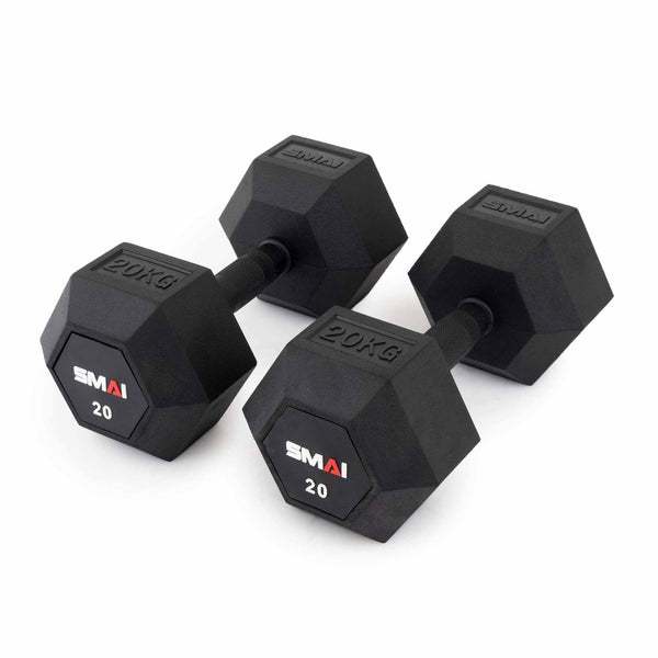 20kg Rubber Hex Dumbbells - Apex (Pair) 2