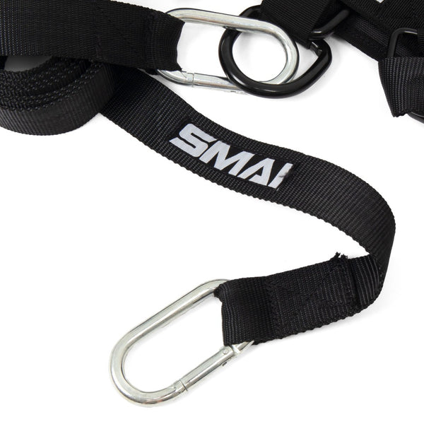 sled harness close up of lanyards