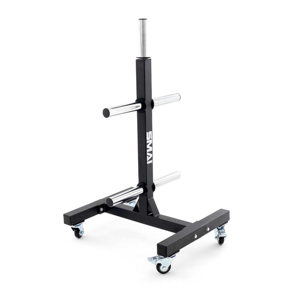 SMAI Bumper Plate Storage Tree Olympic wheels side view