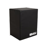 Introducing the SMAI Plyometric Box - Foam Covered - Black Series: featuring a sleek black, rectangular design with the white “SMAI” logo printed on the bottom right corner, this plyo box offers safe, effective support for box jumps and is engineered to take your training sessions to the next level.