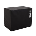 A black rectangular SMAI Plyometric Box - Foam Covered - Black Series, featuring the white “SMAI” logo on the side and set against a plain white background—ideal for box jumps and versatile plyometric exercises.