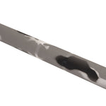 A close-up of a roll of black and silver camouflage-patterned vinyl wrap, partially unrolled and displayed against a white background—making it an ideal setting for showcasing gym equipment such as the SMAI Barbell - Grey Camo - 20kg.