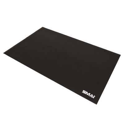 The SMAI Exercise Mat - Extra Large (200cm x 122cm) is a large, rectangular black mat featuring the white “SMAI” logo on one corner, shown against a white background.