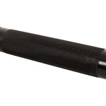 Close-up of a black metal SMAI Double D Row / Lat Pull Handle for a cable machine, featuring a textured, knurled grip.