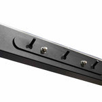 Close-up of a commercial-grade black metal bar from the SMAI Functional Trainer - FTS Slide, featuring four vertically mounted bolts and nuts against a white background.
