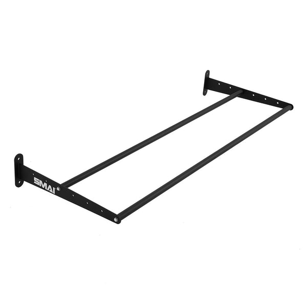 SMAI’s Exercise Ball Storage Rack – Wall Mounted 150cm is a sleek black metal rack designed for efficient gym organization and upper body workouts. Featuring two parallel bars with mounting plates at each end, it’s perfect for securely storing exercise balls while keeping your training area tidy. This versatile storage solution pairs seamlessly with other wall-mounted racks, such as a Wall Ball Rack, to create an organized and efficient workout space.
