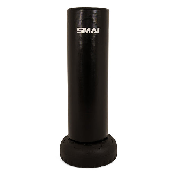 The SMAI Junior Punch Master - Black is a free-standing punching bag featuring the brand name "SMAI" in white near the top. It stands on a round, sturdy base, making it perfect for young athletes as a kids' punching bag or junior punch master.