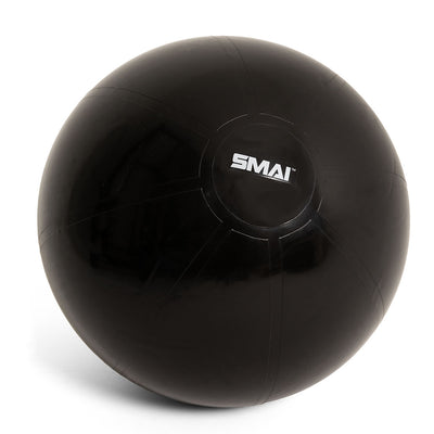 A large 65cm black SMAI Commercial Gym Ball with the "SMAI" logo in white letters on its surface, displayed against a plain white background.