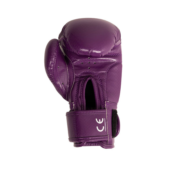 The SMAI Essentials Kids Boxing Glove - Purple features a vibrant purple design with a black Velcro strap and white “CE” marking, displayed on a clean white background—an ideal choice for young athletes in need of quality kids boxing gloves or stylish purple boxing gear.