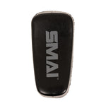 A pair of SMAI Essentials Muay Thai Pads (Economy Grey) featuring a black rectangular design made from durable synthetic leather, with the brand name “SMAI” printed in grey across the front, displayed on a plain white background.