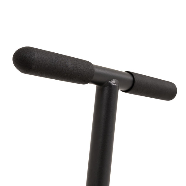 Close-up of the SMAI Barbell Jack - Double, featuring a black T-shaped handlebar with foam grips on each side, designed for effortless lifting during barbell loading and unloading, shown against a plain white background.