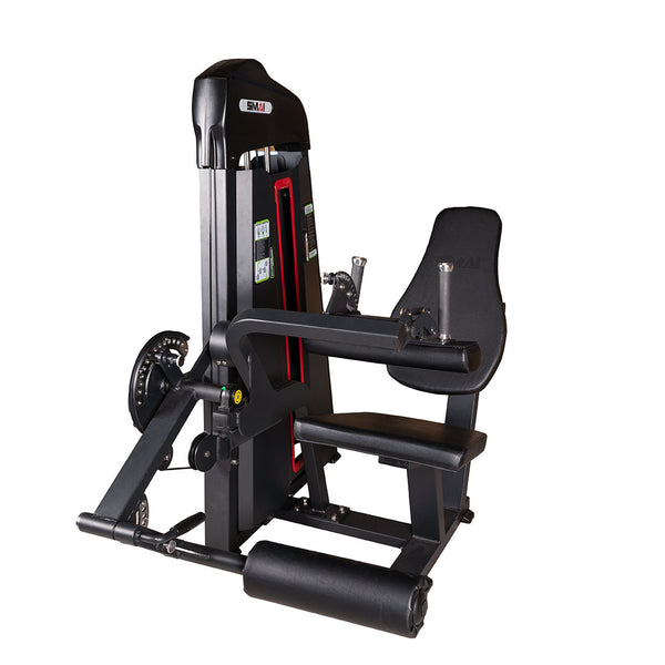 Introducing the SMAI Leg Extension / Leg Curl Machine - 2 in 1: a commercial-grade gym machine featuring a black padded seat, comfortable leg supports, adjustable handles, and a weight stack. Designed for versatile and effective lower-body workouts, this equipment is ideal for both leg extension and leg curl exercises.