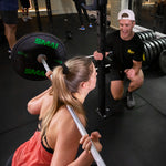 Woman squatting HD Bumper Plates (Pair) - 10kg