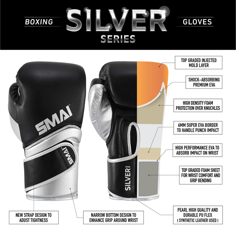 Silver Series Boxing Glove - Black/Silver