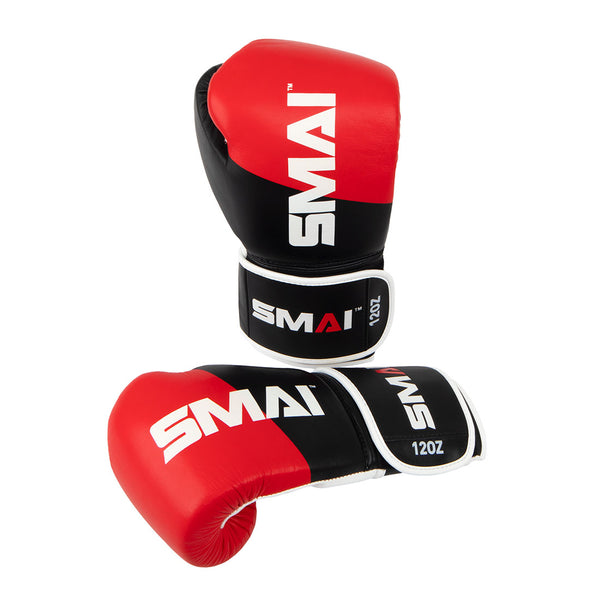 ProGuard Red Boxing Glove right glove up right while the left is lying palm facing down infront