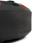 The SMAI 80kg Strongman Functional Tyre features a close-up of its surface with a textured, rough finish on the right side and a smooth black section with red accents on the left.