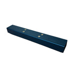 The SMAI Air Spin - Rear Stabiliser (foot) is a rectangular dark blue metal part with beveled edges and four screw holes on top, photographed on a white background. Perfect as a spare replacement for your Air Spin Bike.