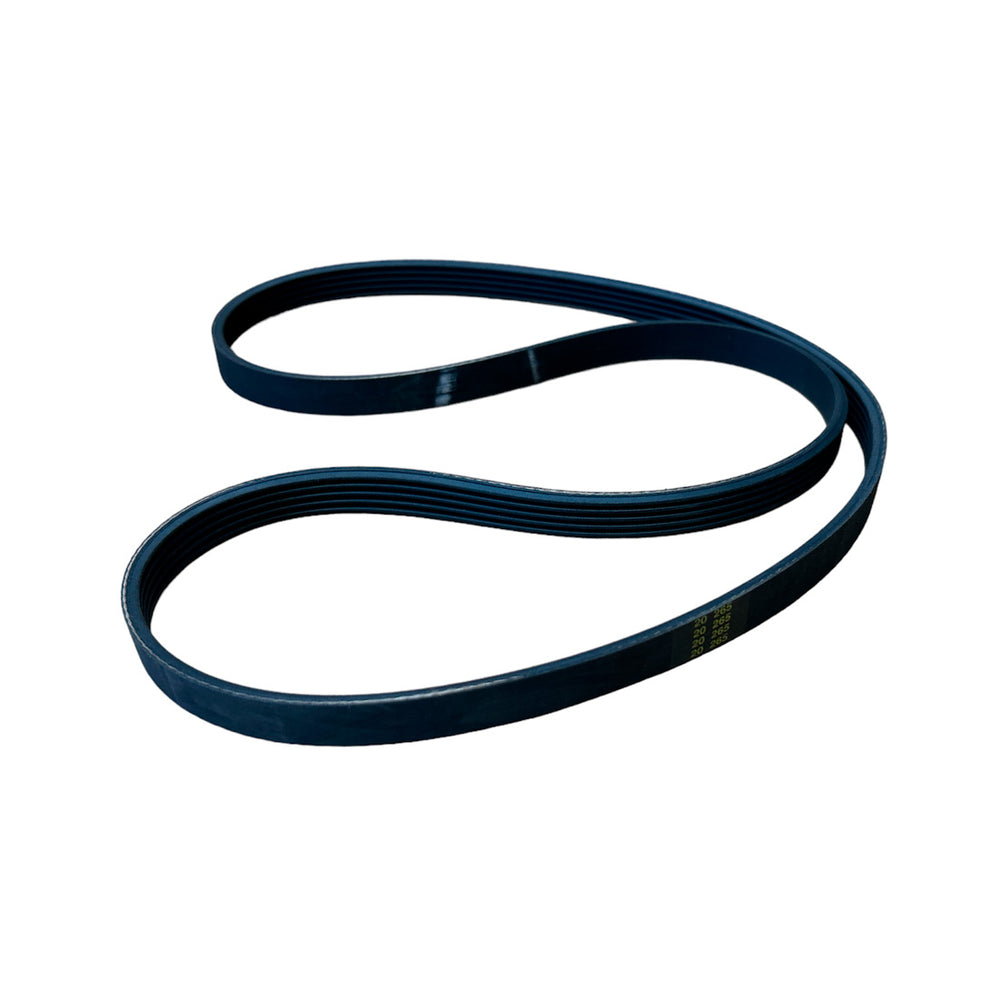 The SMAI Air Spin - V-Belt Hutchinson 914J is a black, multi-groove replacement belt for Air Spin Bikes, shown coiled in a loose, twisted loop on a white background.