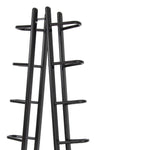 A close-up of two black metal medicine ball racks by SMAI, each featuring horizontal bars that extend outwards. The minimalist design serves as a commercial-grade storage solution, ideal for organizing space. The background is plain white.