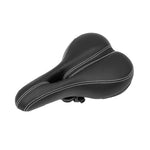 The SMAI Air Fit Bike 2.0 Seat is a black replacement seat with white stitching, an ergonomic contoured design, and a central groove for comfort; compatible as an Air Fit Part G12 seat assembly.