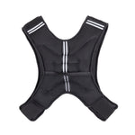 The SMAI Weighted Vest - Black features gray reflective stripes, wide shoulder straps, and adjustable closures, shown on a white background.