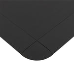 A close-up of the TPE Gym Flooring Edge / Corner Accessories by No Sync To Channel Engine, featuring a black, textured surface that mimics premium rubber gym flooring. The image highlights a rounded corner and overlapping seams with a smooth, durable finish and subtle grain pattern, emphasizing the geometric design created by the intersecting edges.