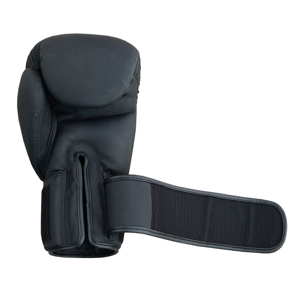 A single PRE ORDER - Gold Series Boxing Glove in Black/Gold by SMAI, featuring an open wrist strap, is shown on a white background.