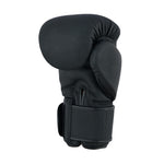 A single SMAI PRE ORDER - Gold Series Boxing Glove in Black/Gold is displayed upright with a velcro strap against a plain white background.