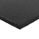 A close-up of the SMAI Rubber Course Granule Gym Flooring Tile - 15mm in black, showing its textured, anti-slip surface and granular build—ideal thickness and durability for gym flooring.
