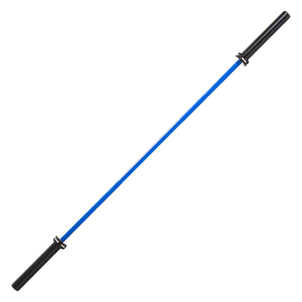 The SMAI Barbell - Blue Ceramic Coat - 15kg features black grip sleeves and silver collars on each end, displayed against a white background.