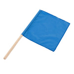 The Referee / Judge Flag Set by SMAI features a small blue fabric flag attached to a smooth, light brown wooden stick, resembling martial arts flags with its simple and classic design.