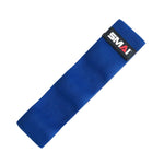 A medium resistance band from SMAI, featuring a small black tag with the brand name in red and white text, is laid flat against a white background, ideal for toning glutes.