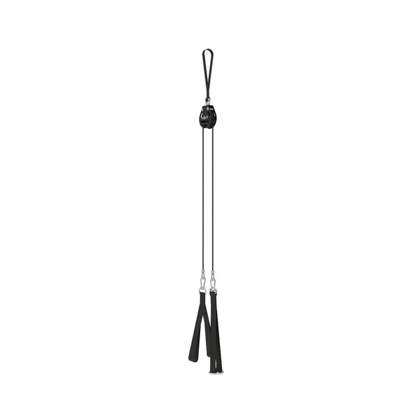 The SMAI Cable Pulley System features ergonomic black handles, a central counter device with a dual pulley for functional strength training, and a wrist strap loop at the top, all shown isolated on a white background.