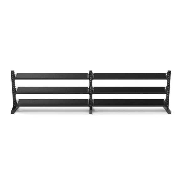 The SMAI Vanta Series 1.1m Dual Dumbbell Storage Shelf is ideal for storing or organizing weights, kettlebells, and gym equipment. With its long and sturdy structure, the minimalist design perfectly complements any home fitness space while offering sleek dumbbell storage solutions.