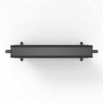 Top view of the SMAI 1.7m Dumbbell + Flat Shelf - Vanta Series, a sleek black rectangular gym shelf with minimalist design and small protrusions at both ends, set against a plain white background—ideal for modern fitness spaces.
