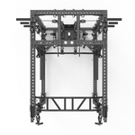 Overhead view of SMAI cable conversion kit installed on a power rack