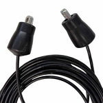 Coiled black Replacement Cable for Vanta Series Cable Conversion Kit - Lat Pull Cable with two rubber stoppers and metal cable ends.