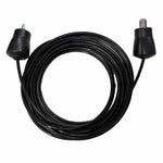 Coiled black Replacement Cable for Vanta Series Cable Conversion Kit - Lat Pull Cable, featuring metal attachment fittings and rubber stoppers at both ends.