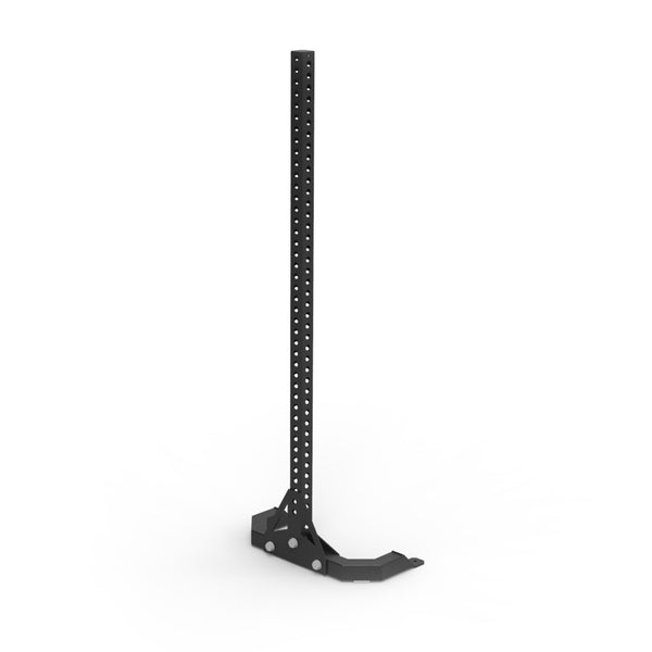 The SMAI Freestanding Upright - Vanta Series, a black metal squat rack with multiple height adjustment holes and a stable base, is shown against a plain white background.