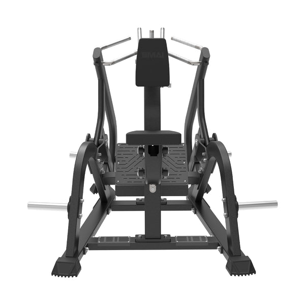 SMAI Commercial Plate Loaded Seated Row CMX-01 machine with an adjustable chest rest, a black frame, and a padded seat.