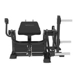 SMAI Commercial Plate Loaded Prone Leg Curl - CMX-08 with a black frame, padded bench, and three weight plate pegs on the side.