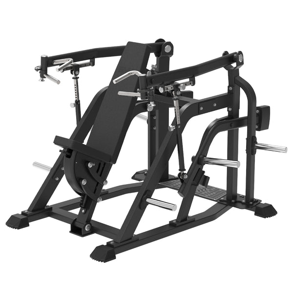 SMAI Commercial Plate Loaded Shoulder Press - CMX-10 featuring a black frame and an adjustable seat.